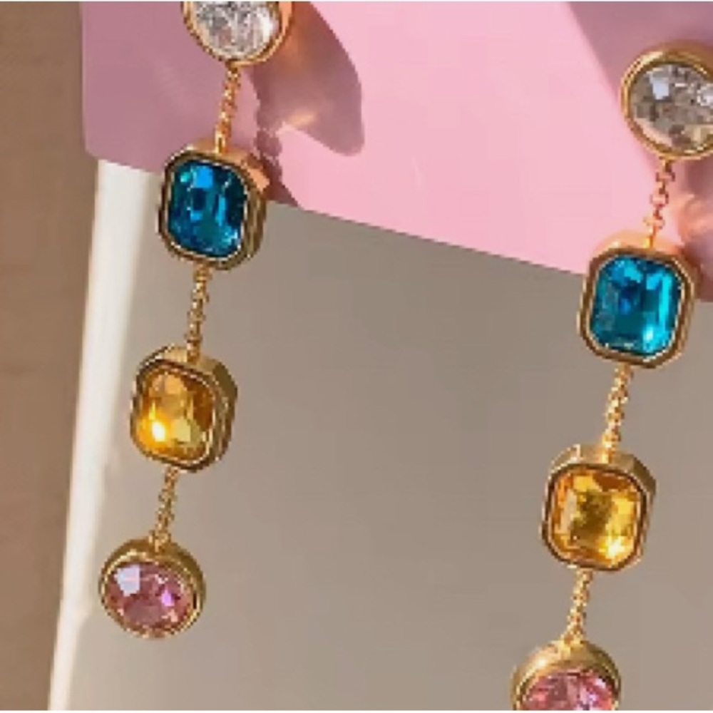 Elegant Multicolor Gemstone Drop Earrings
